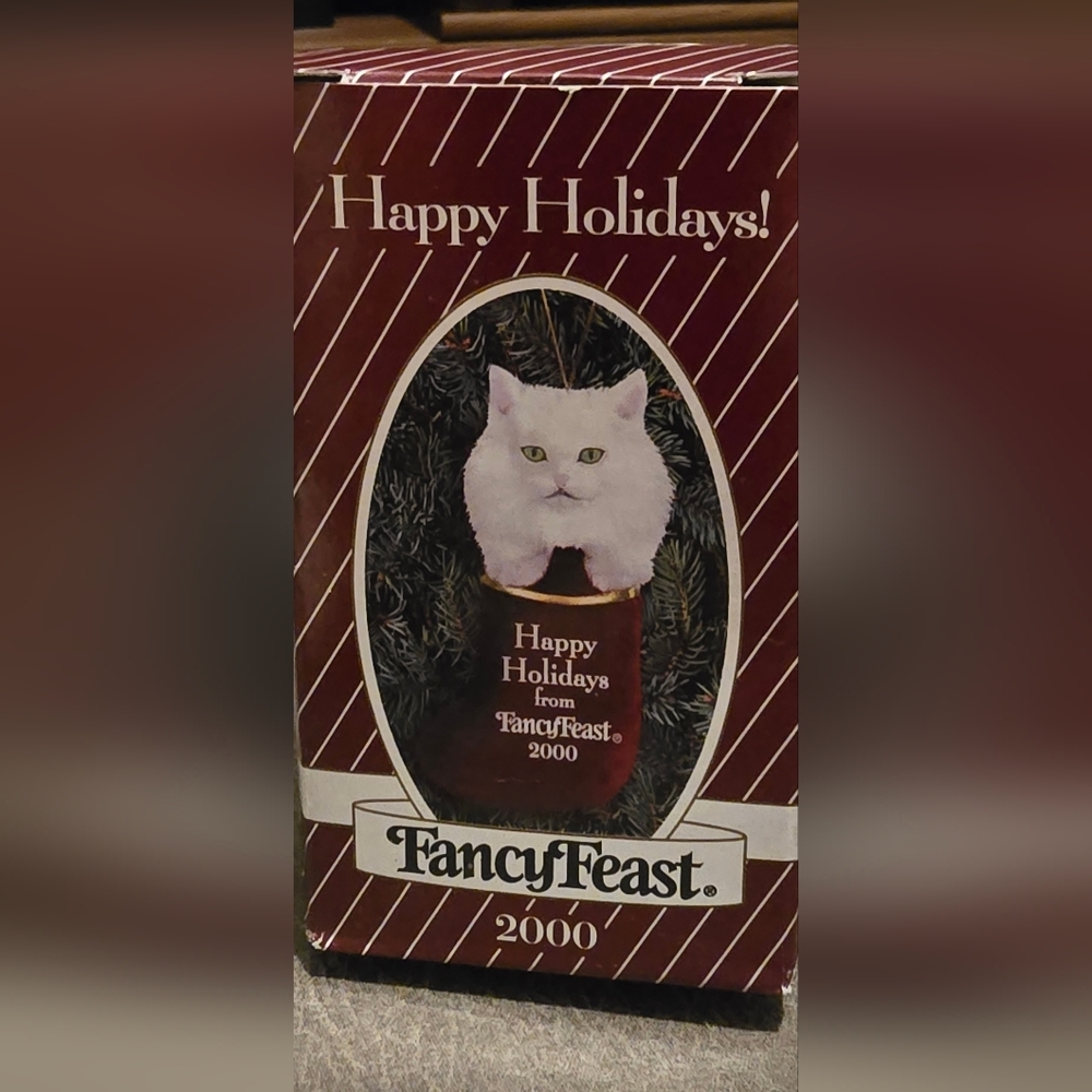 Fancy Feast Holiday Cat Ornament 2000 Vintage With Box